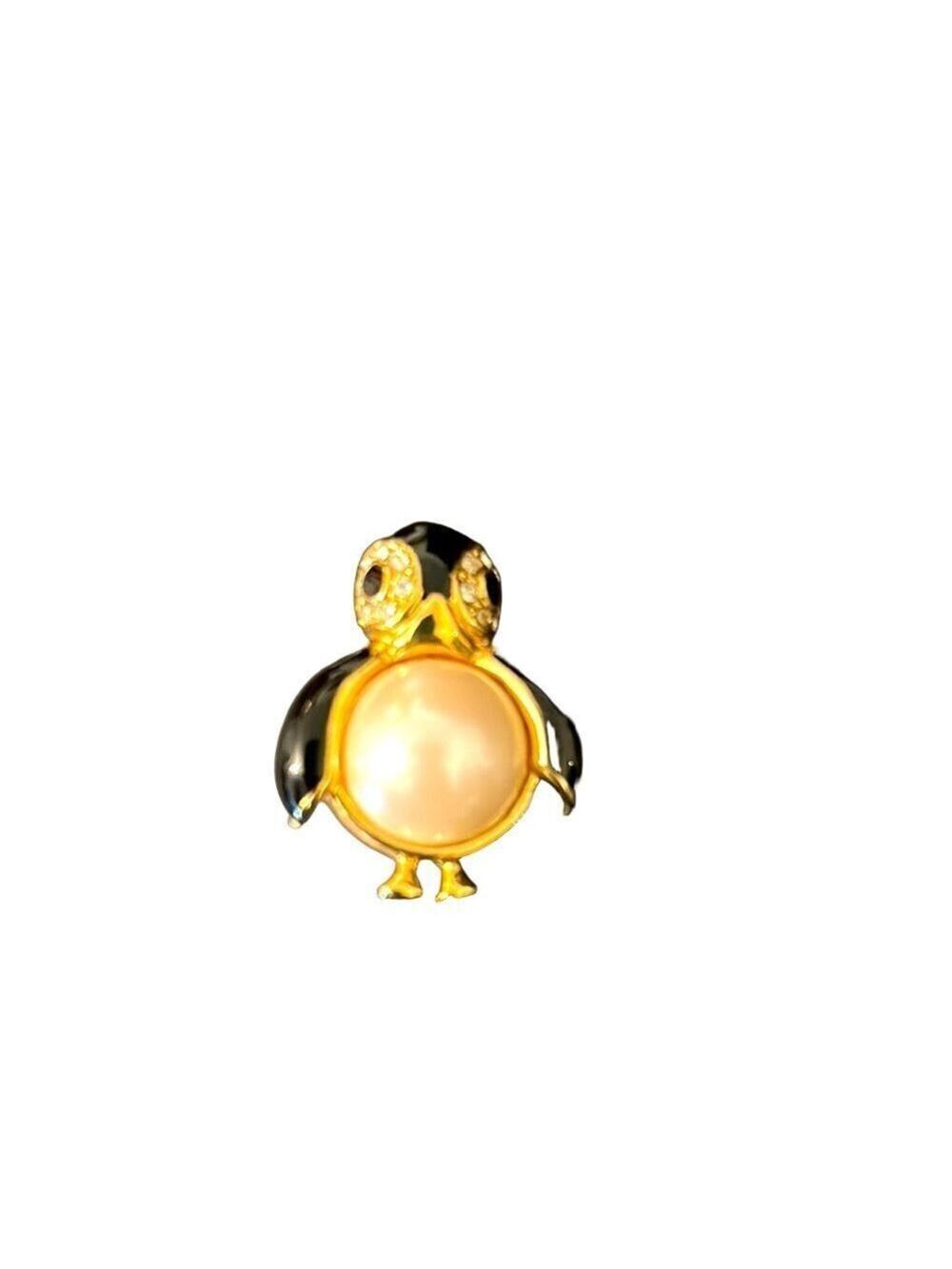 Marvella Vintage Penguin Faux Pearl Brooch Pin Signed